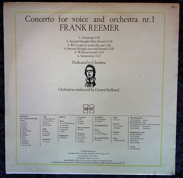 Frank Reemer : Second Thought - Concert For Voice And Orchestra Nr. 1 (LP, S/Sided, MiniAlbum)