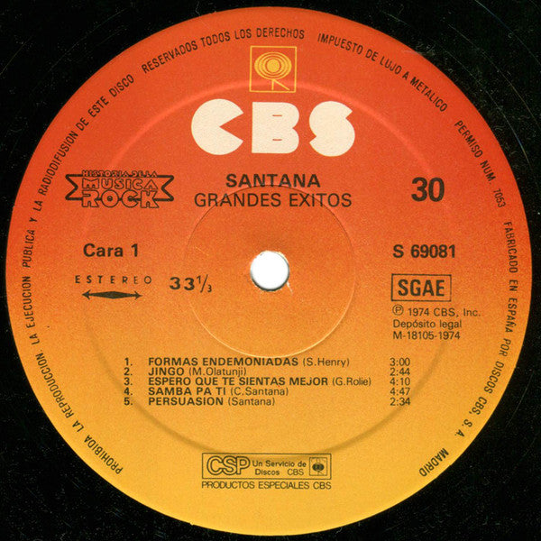 Santana : Grandes Exitos (LP, Comp, RE)