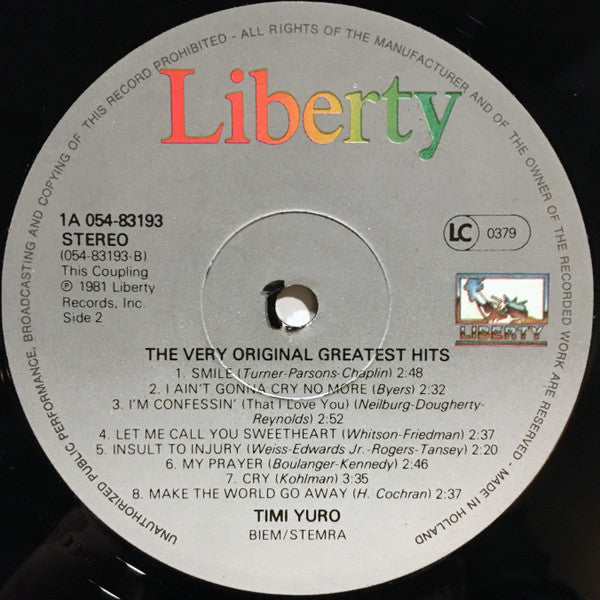Timi Yuro : The Very Original Greatest Hits (LP, Comp)