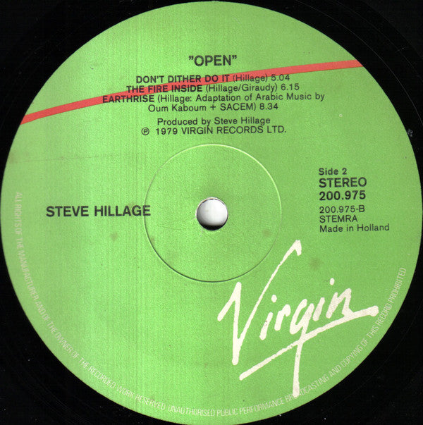 Steve Hillage : Open (LP, Album)