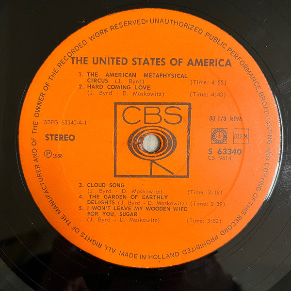 The United States Of America : The United States Of America (LP, Album)