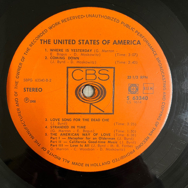 The United States Of America : The United States Of America (LP, Album)