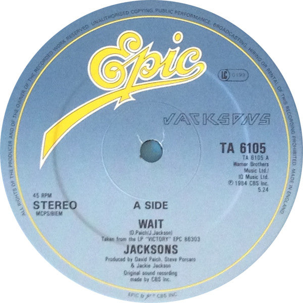 The Jacksons : Wait (12", Maxi)