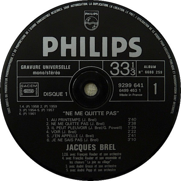 Jacques Brel : Ne Me Quitte Pas (2xLP, Comp, RE, Gat)