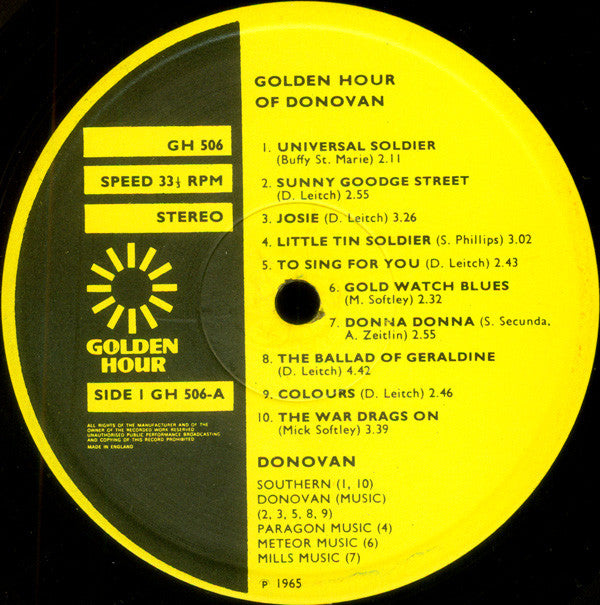 Donovan : Golden Hour Of Donovan (LP, Comp)