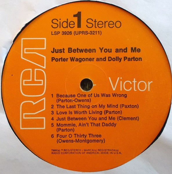 Porter Wagoner And Dolly Parton : Just Between You And Me (LP, Album, RE, Hol)