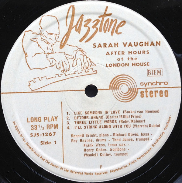Sarah Vaughan : After Hours At The London House (LP, Album, RE)