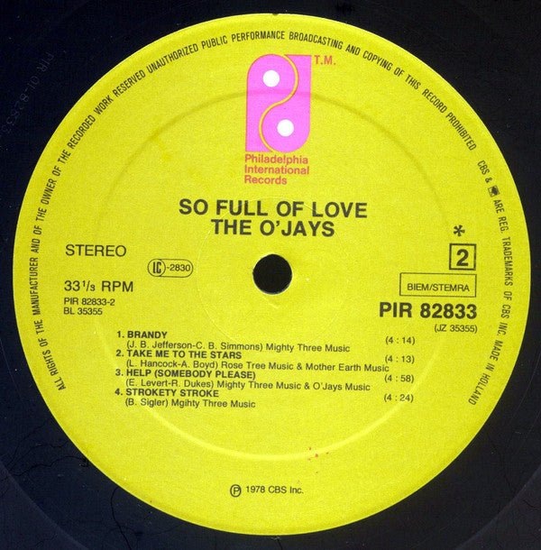 The O'Jays : So Full Of Love (LP, Album)