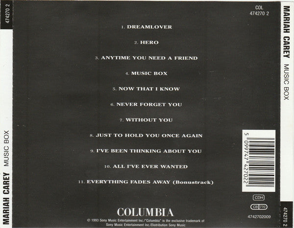 Mariah Carey : Music Box (CD, Album, RE)