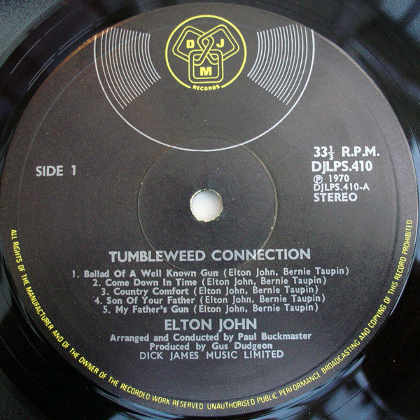 Elton John : Tumbleweed Connection (LP, Album, M/Print)