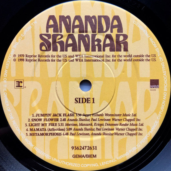 Ananda Shankar : Ananda Shankar (LP, Album, RE)