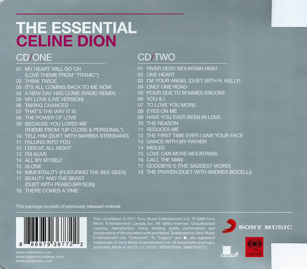 Céline Dion : The Essential Celine Dion (2xCD, Comp, Sup)