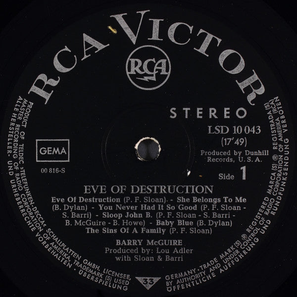 Barry McGuire : Eve Of Destruction (LP, Album)