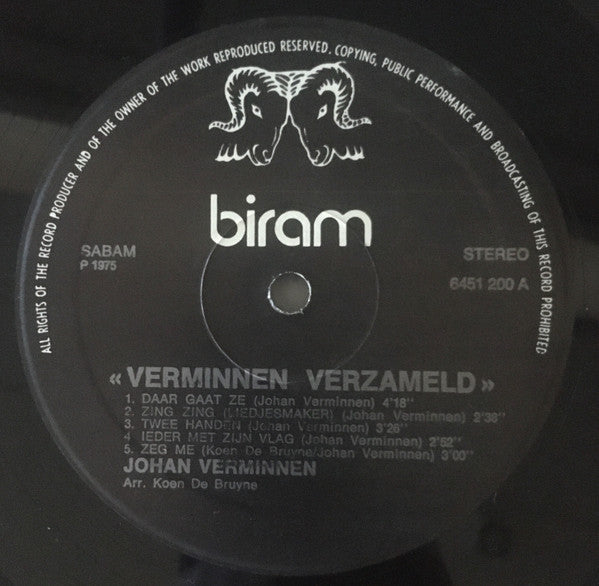 Johan Verminnen : Verminnen Verzameld (LP, Comp)