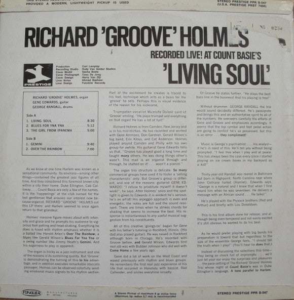 Richard "Groove" Holmes : Living Soul (LP, Album)
