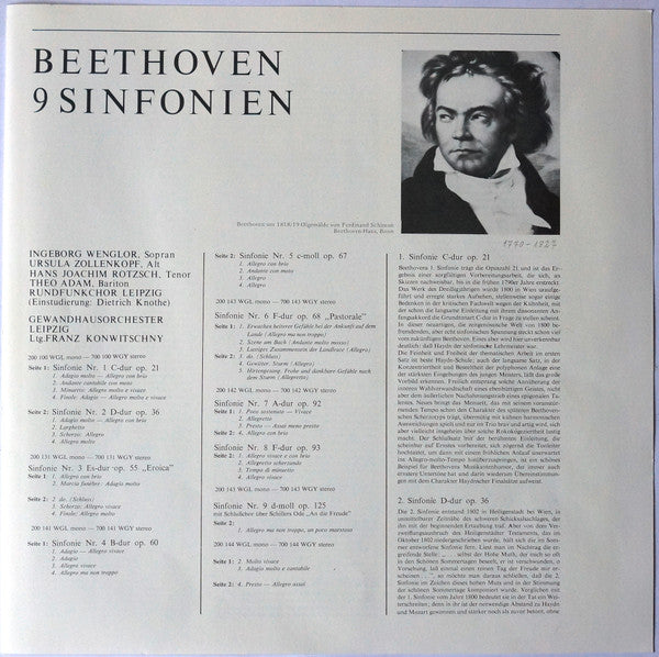 Gewandhausorchester Leipzig, Ludwig van Beethoven, Franz Konwitschny : Sämtliche Sinfonien Gewandhausorchester Leipzig (6xLP + Box, Comp)