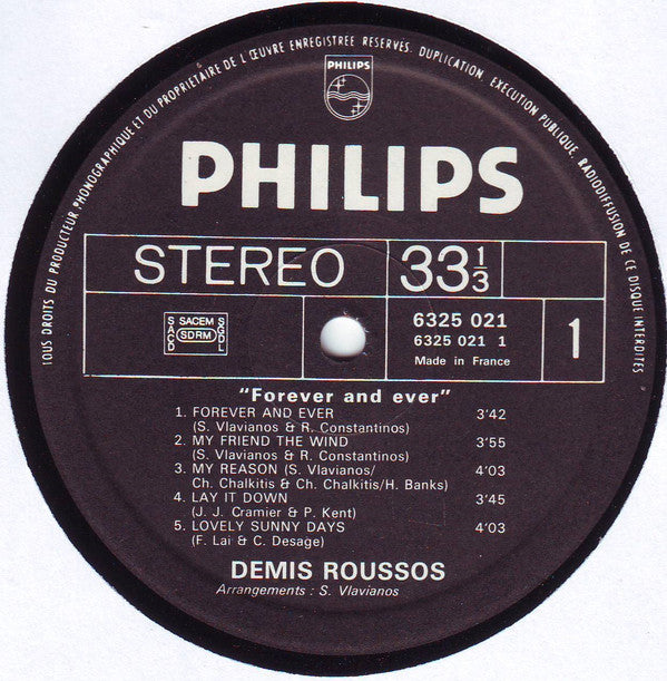 Démis Roussos* : Forever And Ever (LP, Album, C.I)