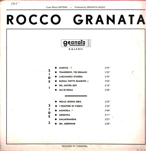 Rocco Granata : Rocco Granata (LP, Comp)