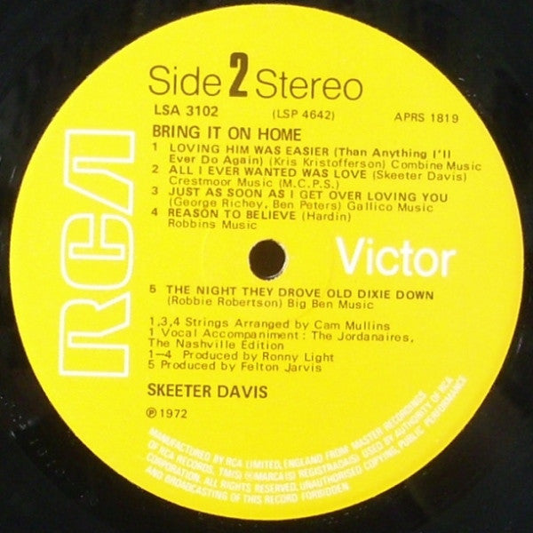 Skeeter Davis : Bring It On Home (LP, Album)