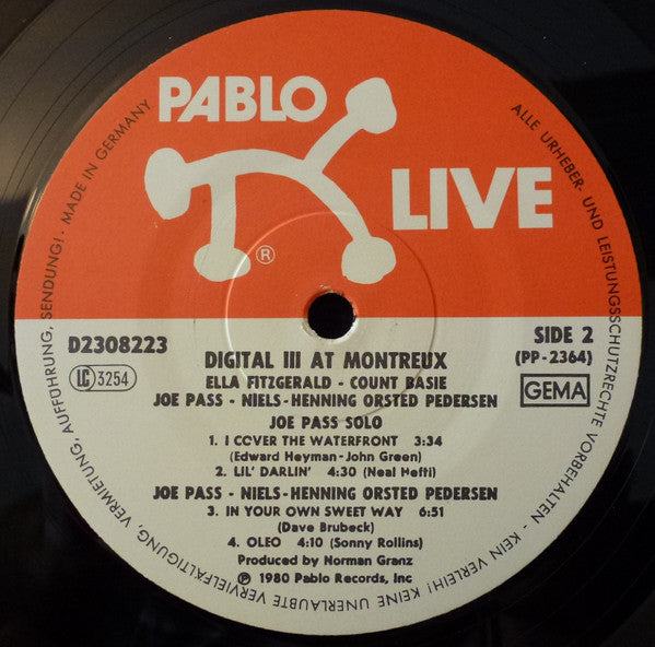 Ella Fitzgerald, Count Basie, Joe Pass, Niels-Henning Ørsted Pedersen : Digital Ill At Montreux (LP, Album)