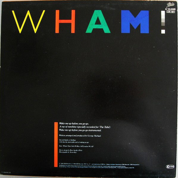 Wham! : Wake Me Up Before You Go-Go (12", Maxi, Mono)