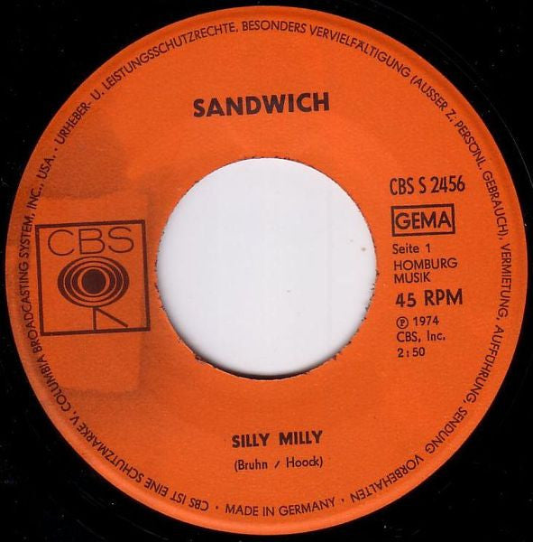 Sandwich (3) : Silly Milly / For I Know (7", Single, RE)