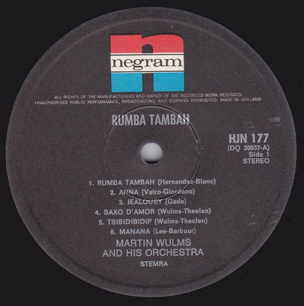 Martin Wulms And His Orchestra : Rumba Tambah (LP, Album, RE)
