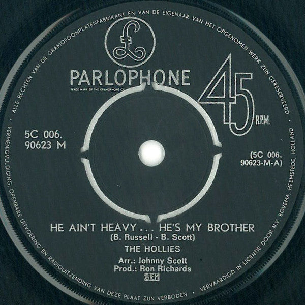 The Hollies : He Ain't Heavy ... He's My Brother (7", Single)