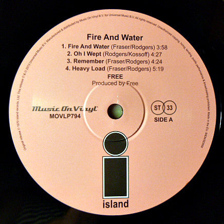 Free : Fire And Water (LP, Album, RE, 180)