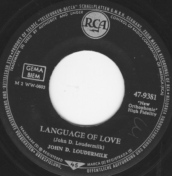 John D. Loudermilk : Language Of Love (7", Single)