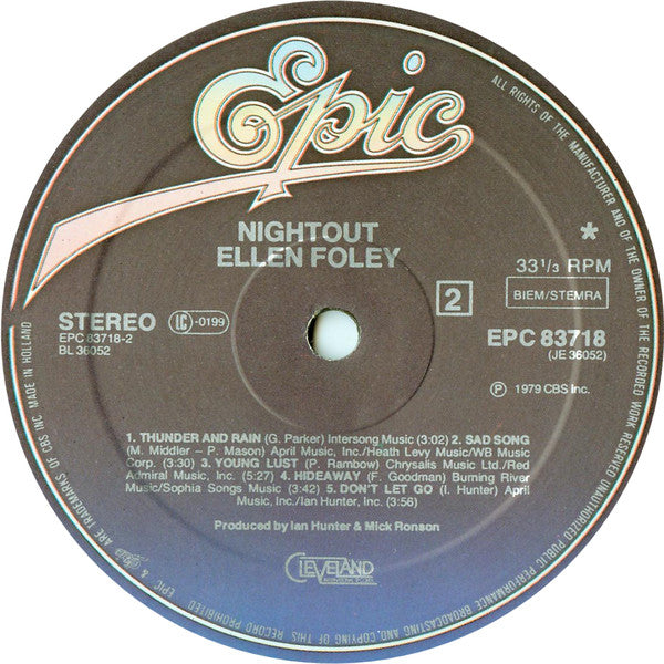 Ellen Foley : Nightout (LP, Album)