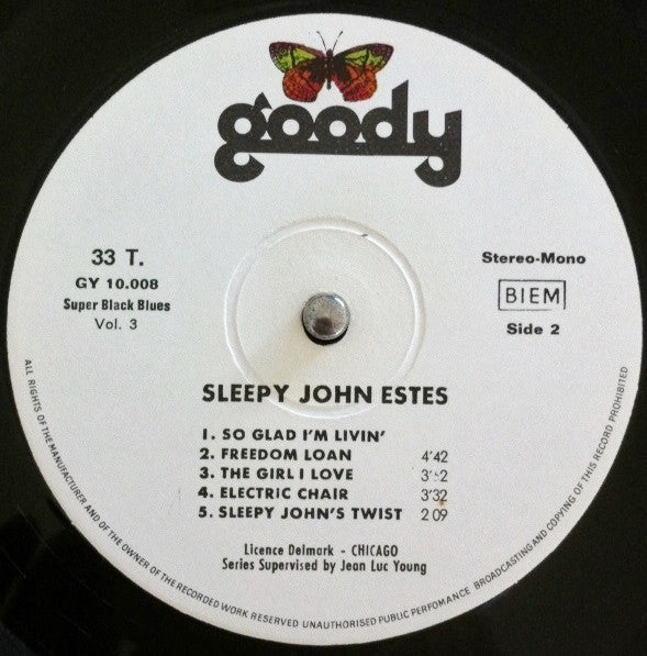 Sleepy John Estes : Super Black Blues Vol. 3 (LP, Album, RE)