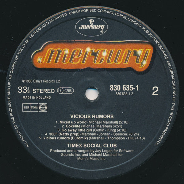 Timex Social Club : Vicious Rumors (LP, Album)