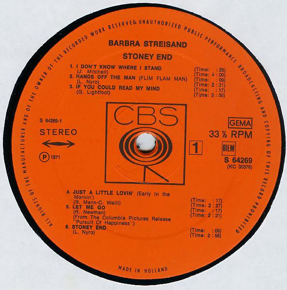 Barbra Streisand : Stoney End (LP, Album)