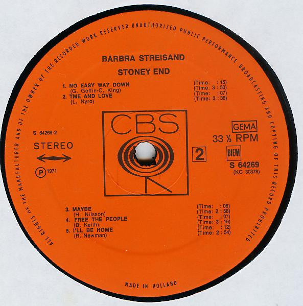 Barbra Streisand : Stoney End (LP, Album)
