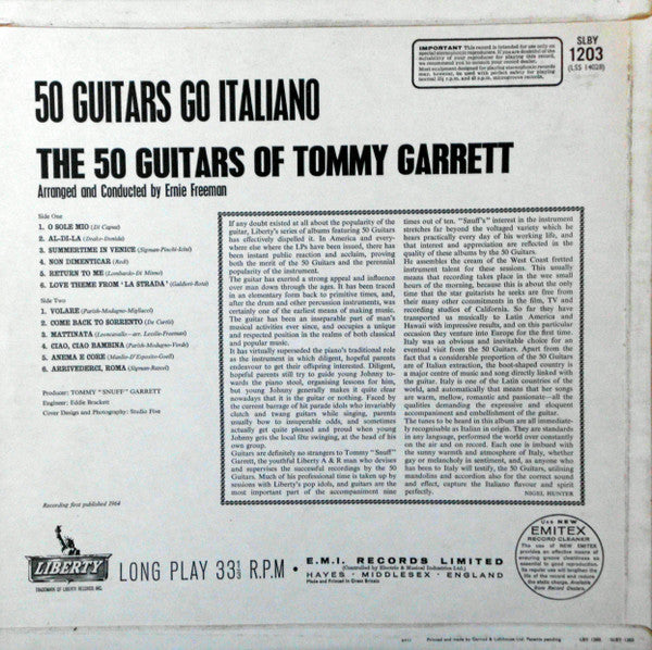 The 50 Guitars Of Tommy Garrett : 50 Guitars Go Italiano (LP, Album)