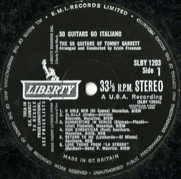 The 50 Guitars Of Tommy Garrett : 50 Guitars Go Italiano (LP, Album)