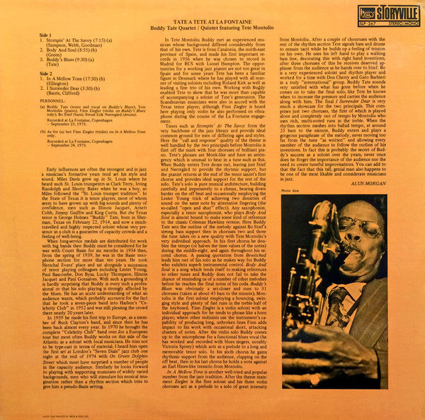Buddy Tate Quartet & Quintet* Featuring Tete Montoliu : Tate A Tete At La Fontaine (LP, Album)