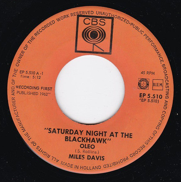 Miles Davis : Saturday Night At The Blackhawk (7")