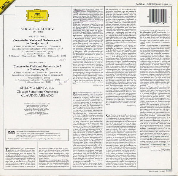 Serge Prokofiev* - Chicago Symphony Orchestra*, Shlomo Mintz, Claudio Abbado : The Violin Concertos (LP)