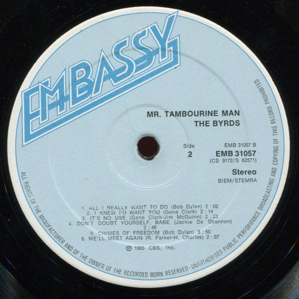 The Byrds : Mr. Tambourine Man (LP, Album, RE, Blu)