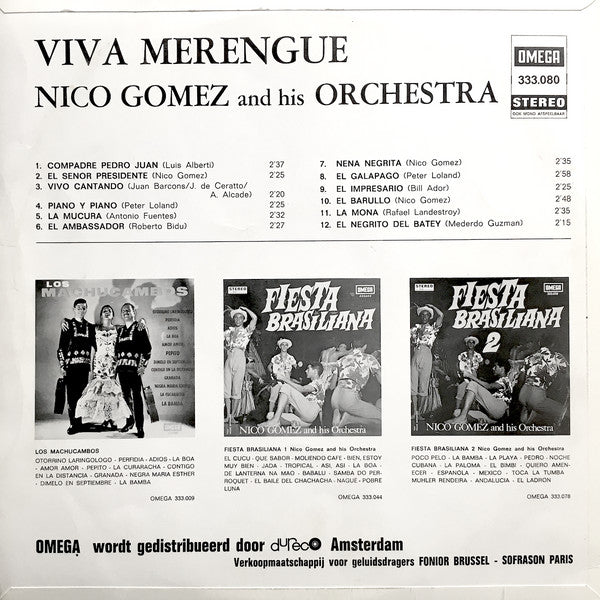 Nico Gomez And His Orchestra : Viva Merengue (LP, Album, RP)