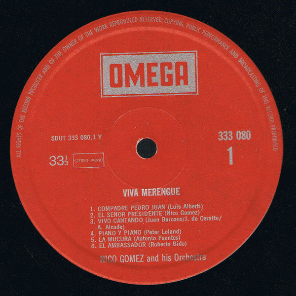 Nico Gomez And His Orchestra : Viva Merengue (LP, Album, RP)