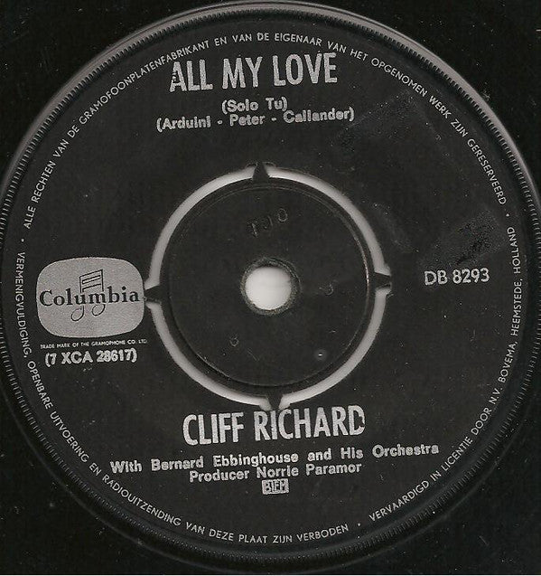 Cliff Richard : All My Love (7", Single)