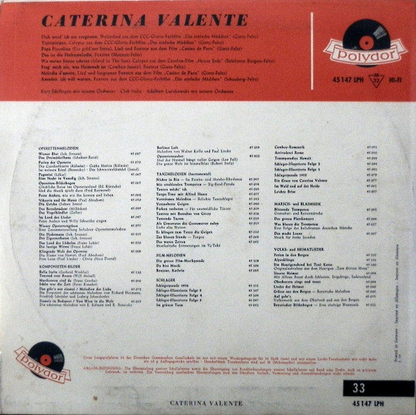 Caterina Valente : Caterina Valente (10", Comp, Mono)