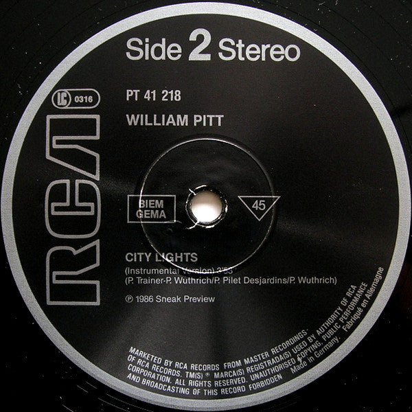 William Pitt : City Lights (12", Maxi)
