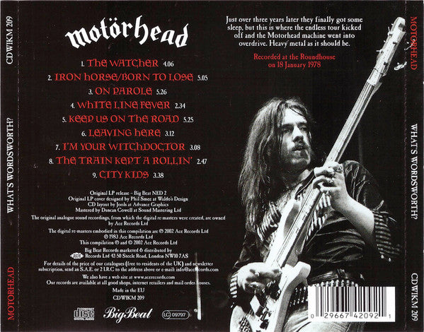 Motörhead - What's Wordsworth? - Recorded Live 1978 (CD Tweedehands) - Discords.nl