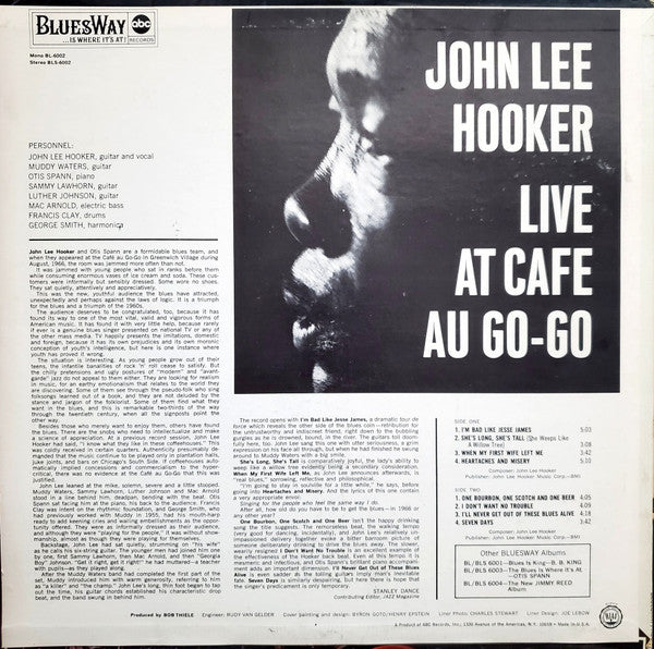 John Lee Hooker : Live At Cafe Au-Go-Go (LP, Album)