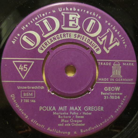 Max Greger Und Sein Orchester : Polka Mit Max Greger (7", EP)