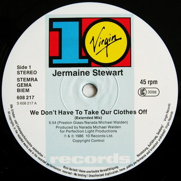 Jermaine Stewart : We Don't Have To Take Our Clothes Off (12")